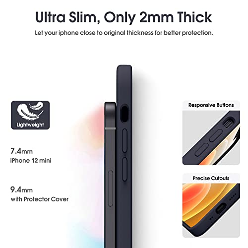 Supdeal Liquid Silicone Case for iPhone 12 Mini, [Camera Protection] [Anti Fingerprint] [Wireless Charging] 4 Layer Phone Case Protective Cover, Built-in Microfiber Case Cover, 5.4", Black - Image 4