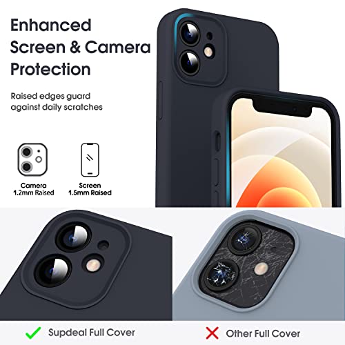 Supdeal Liquid Silicone Case for iPhone 12 Mini, [Camera Protection] [Anti Fingerprint] [Wireless Charging] 4 Layer Phone Case Protective Cover, Built-in Microfiber Case Cover, 5.4", Black - Image 2