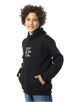 Andora Printed Slip On Fleeced Boys Hoodie_Heather Black  - Image 2