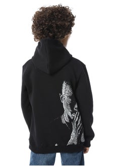 Andora Printed Slip On Fleeced Boys Hoodie_Heather Black  - Image 3
