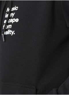 Andora Printed Slip On Fleeced Boys Hoodie_Heather Black  - Image 5