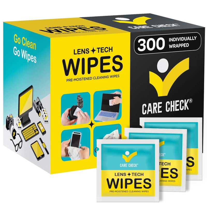 Care Check Care Check Lens Wipes 300 PreMoistened Cleaning Wipes for Cameras Laptops Cell Phones Eyeglasses Other Screens and More 