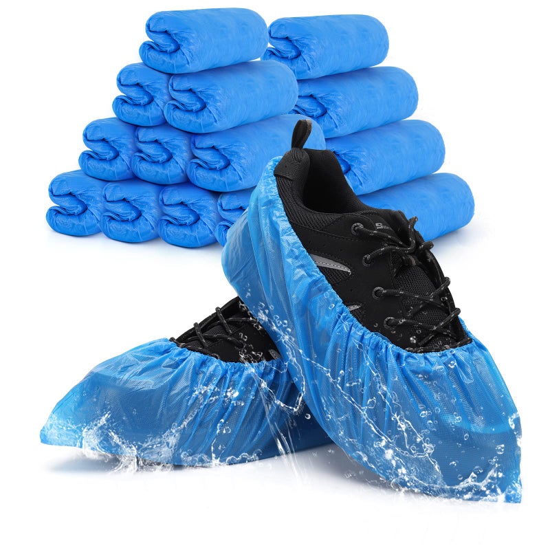 Buself Shoe Covers Disposable Non Slip for Indoors Pack of 200 100 pairs Recyclable Shoe Booties Waterproof Shoe Boot Covers Durable Shoe Protectors Covers One Size Fits Most Blue