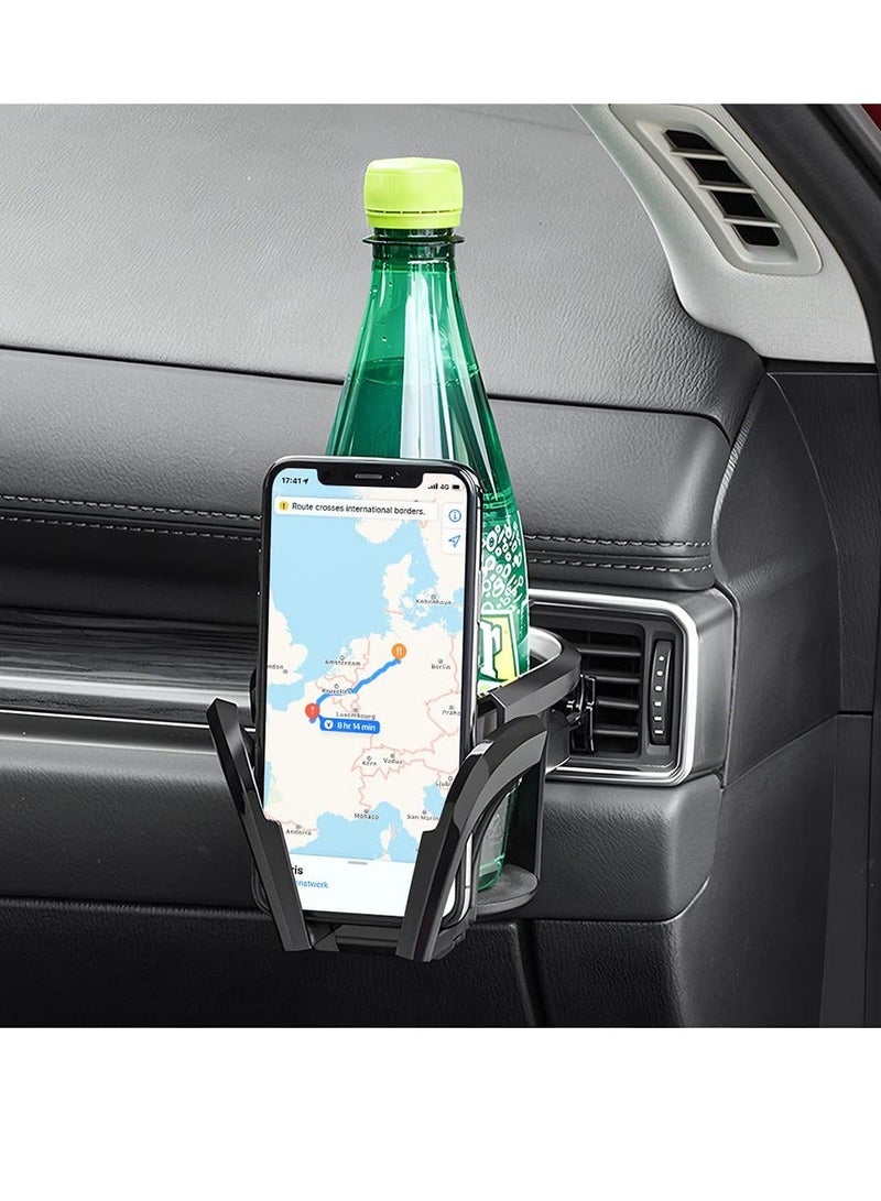 XiuWoo 2 in 1 Car Cup Holder and Phone Mount for Air Vent, Multifunctional Drink Stand, Adjustable Auto Conditioner Vent Bracket, Universal SUV Truck Van - Image 1