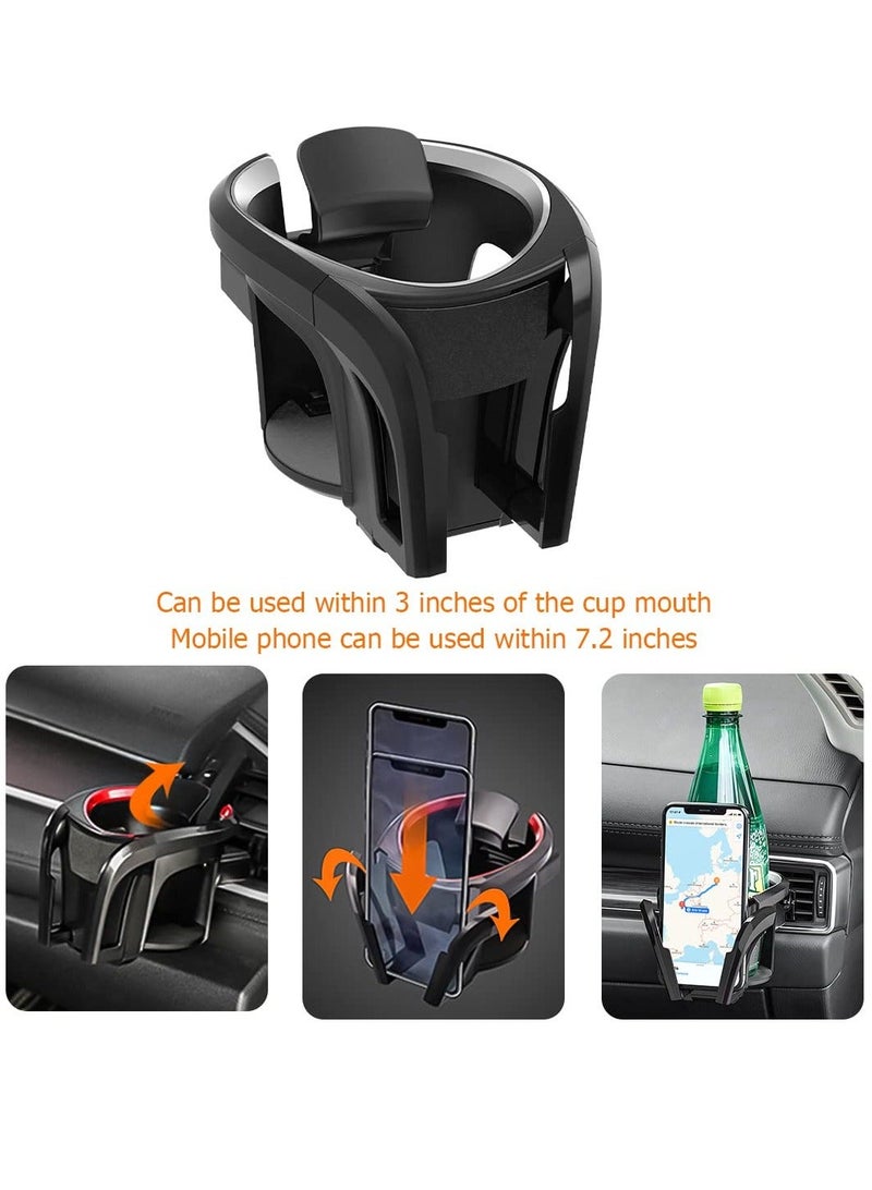 XiuWoo 2 in 1 Car Cup Holder and Phone Mount for Air Vent, Multifunctional Drink Stand, Adjustable Auto Conditioner Vent Bracket, Universal SUV Truck Van - Image 2