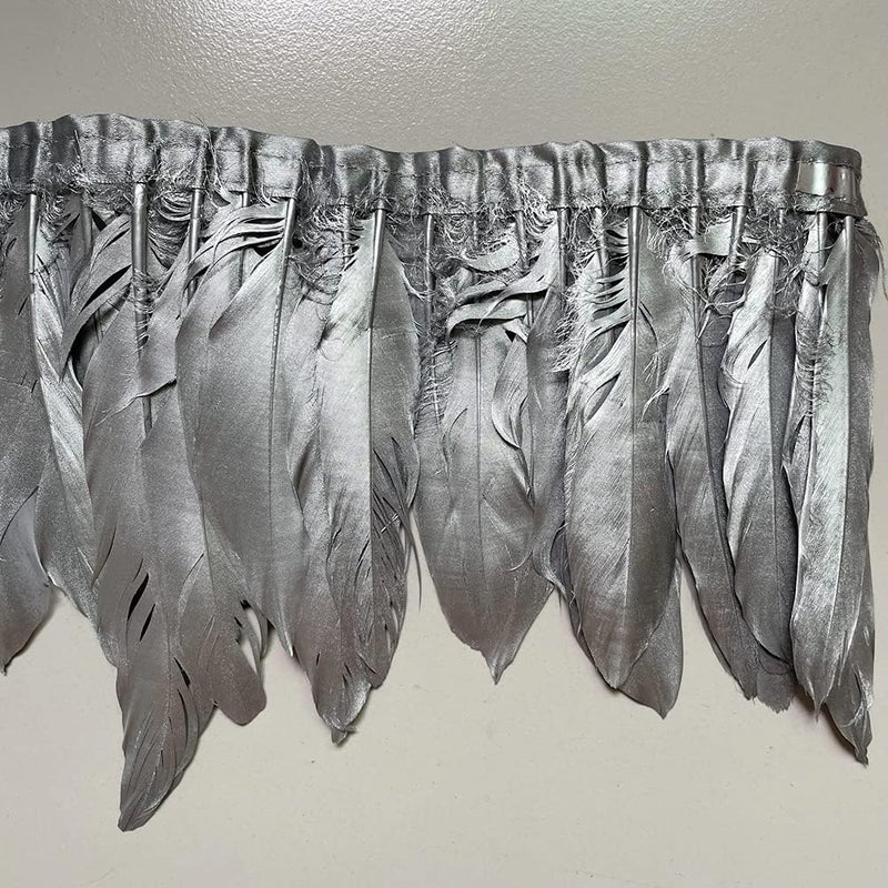 Sowder Duck Goose Feather Trim Fringe 2 Yards (Silver) - Image 2