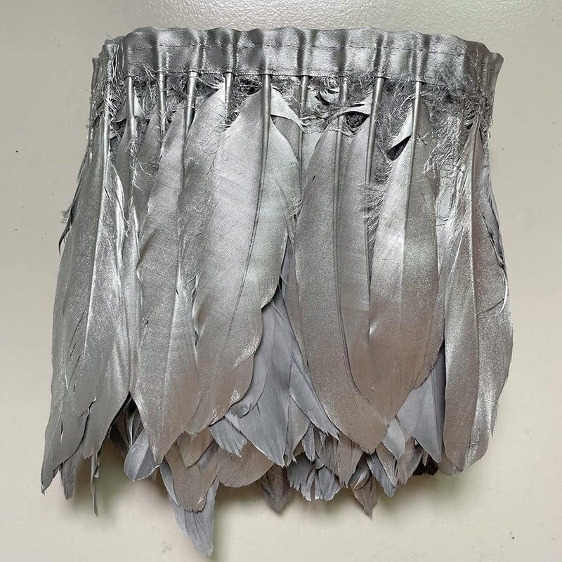 Sowder Duck Goose Feather Trim Fringe 2 Yards (Silver) - Image 3