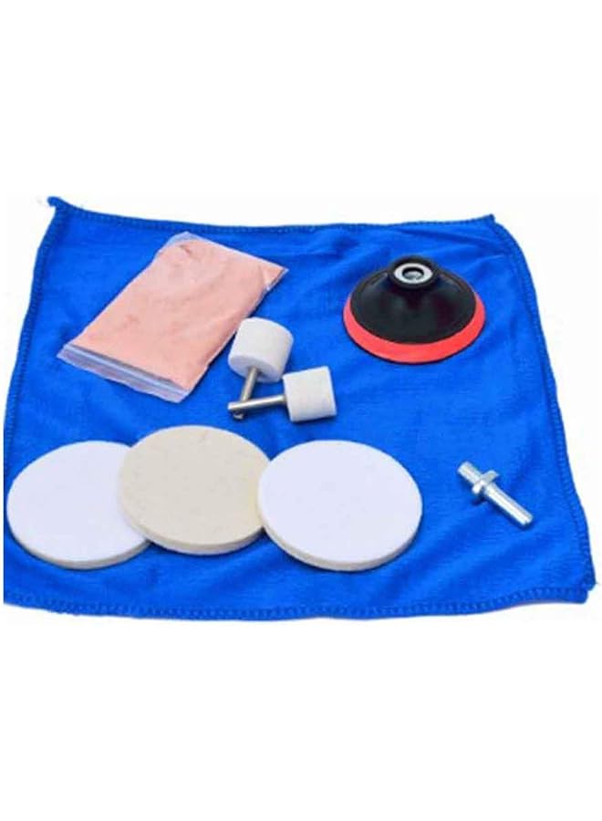 Generic Car Glass Polishing Kit, 9 Pcs Scratch Remover Set, Deep Scratch Remover Cerium Oxide Powder Polish Pad Felt Tool, For Windscreen And Glass  - Image 1