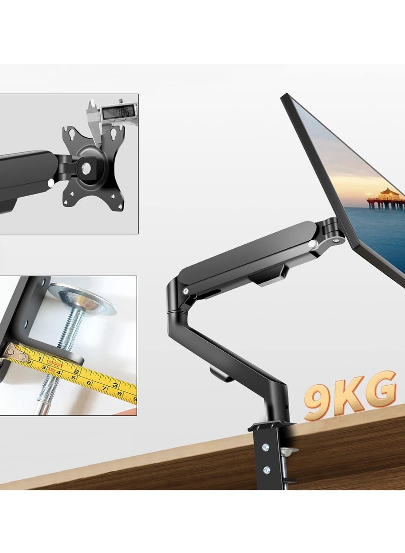 ELTRAZONE Monitor Arm Desk Mount Stand Single 17-30 inch Portable Adjustable Vesa Stand Gas Spring Desktop Arm 4.4 to 19.8 lbs with Clamp and Grommet Screen Up to 30 inch Computer pc M5B - Image 4