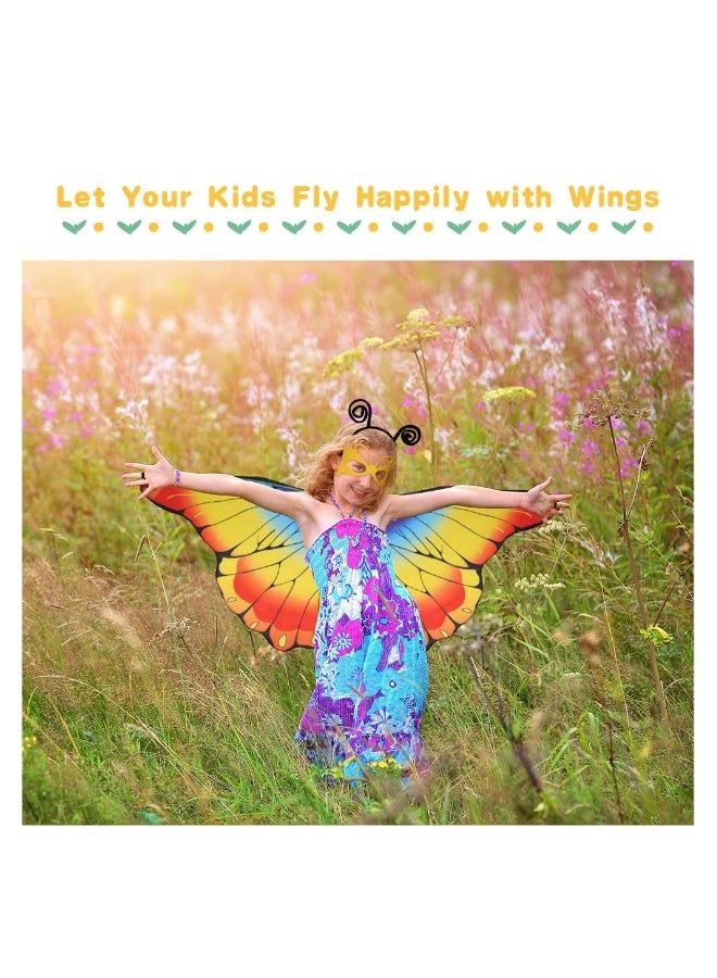 3 قطع من رداء الفراشة للأطفال مع عصابة الرأس وقناع العين وز wings أزياء الحيوان هدايا حفلة عيد الميلاد ألعاب الحشرات مجموعة مسرح الأطفال - Image 2