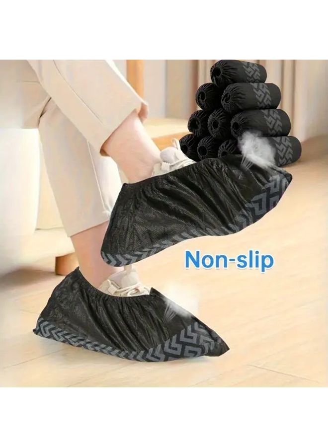 Black Disposable Non Slip Shoe Covers Set of 50 Durable Recyclable Fits Up To US 11 Men - Image 2