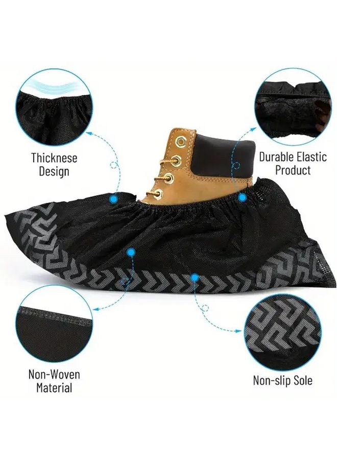 Black Disposable Non Slip Shoe Covers Set of 50 Durable Recyclable Fits Up To US 11 Men - Image 4