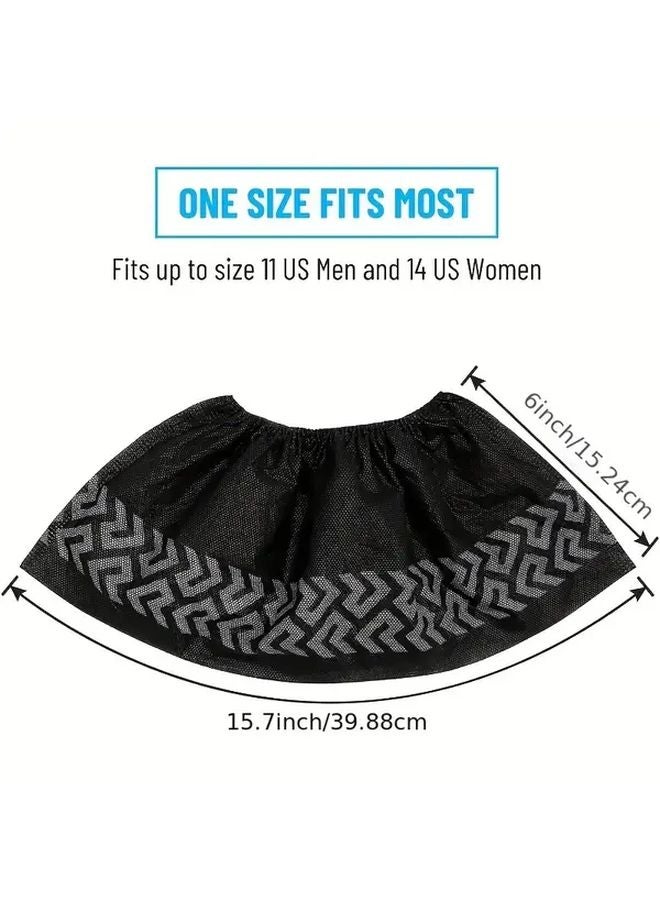 Black Disposable Non Slip Shoe Covers Set of 50 Durable Recyclable Fits Up To US 11 Men - Image 3
