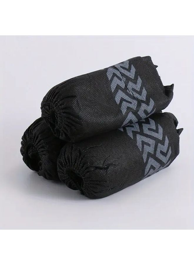 Black Disposable Non Slip Shoe Covers Set of 50 Durable Recyclable Fits Up To US 11 Men - Image 1