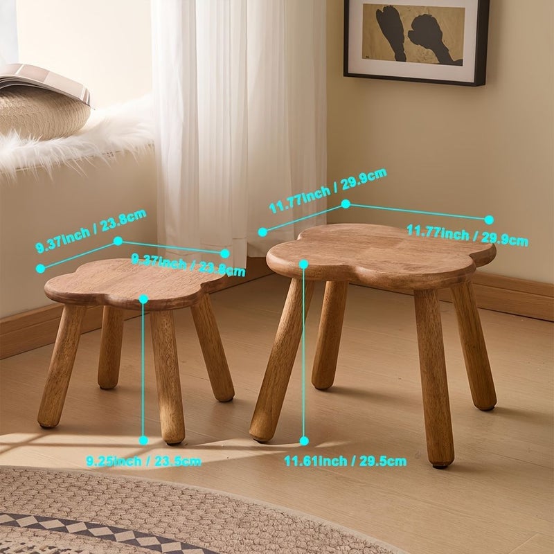 Walnut Hardwood Ottoman Multipurpose Stool For Entryway Living Room Bedroom Office Use - Image 3