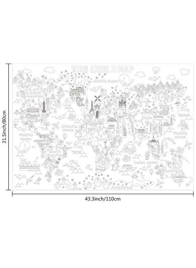 Outus Giant Coloring Poster Jumbo Coloring World Map For Kids Large Coloring Book Kids World Map Coloring Poster Wall Doodle Art Coloring Education Poster For Classroom Home Birthday Party 45.3 X 31.5 Inch  - Image 3