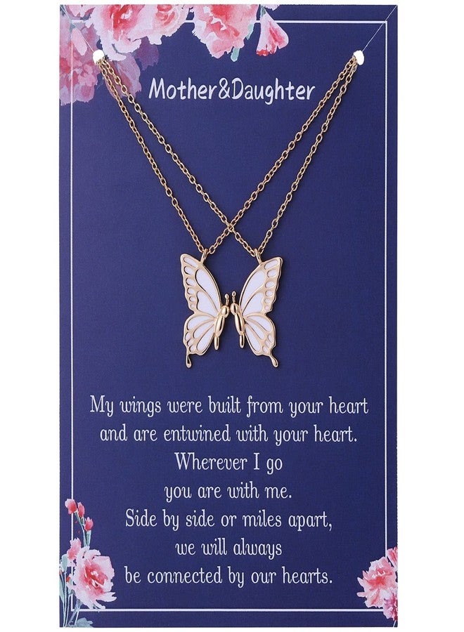 RS Pavkki RS Mother Daughter Mom Necklaces Set for 2 Butterfly Matching Necklace Women Girls Mother's Day Christmas Valentines Pendant Gifts Chain Jewelry - Image 1