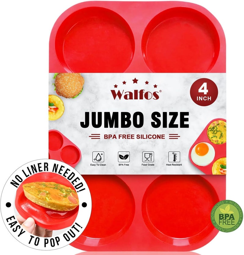 Walfos قالب ولفوس بريميوم سيليكون لطبقة المافن العلوية، غير لاصق، مثالي لخبز الكيك، خبز الذرة، طبقة المافن والمزيد، درجة غذائية وخالٍ من BPA (قطعة واحدة من قالب سيليكون لطبقة المافن) - Image 1