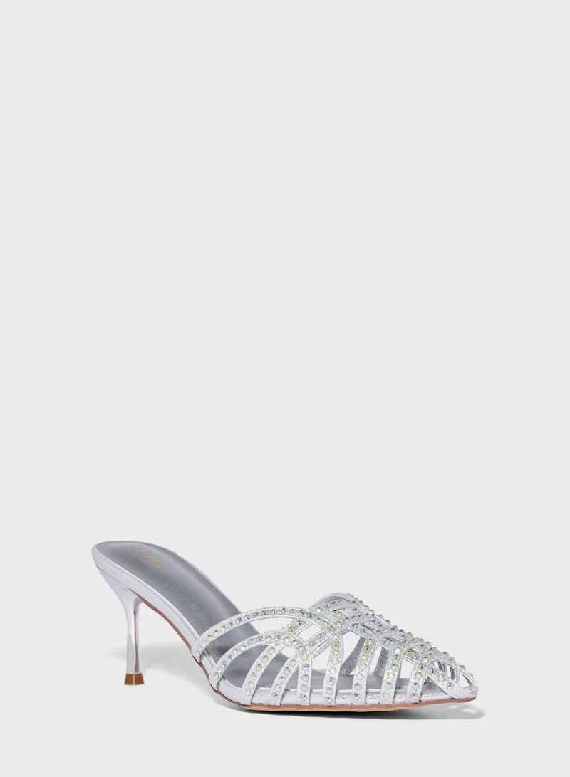 Ella Limited Edition Cut Out Diamante Slip On Pump