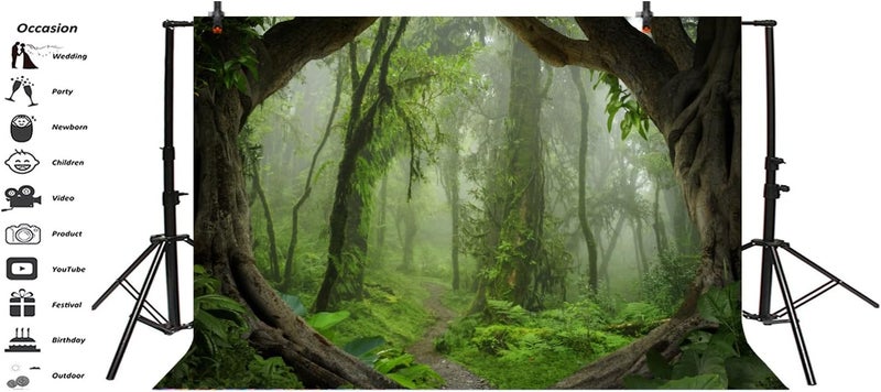 AOFOTO 10x7ft Fantastic Forest Backdrop for Photography - Spring Jungle Hiking Summer Woods Pathway - Image 3