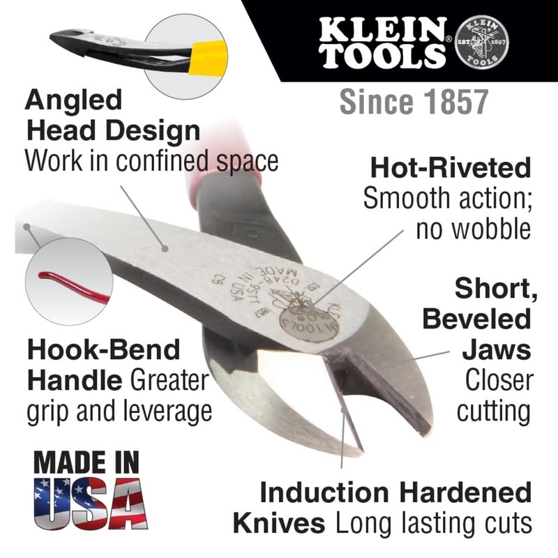 Klein Tools 94508 Pliers Set, Made in USA, Ironworker's Diagonal Cutting Pliers and Heavy Duty Side Cutters, Tie Wire Cutter for Rebar Work, 2-Piece Kit - Image 3