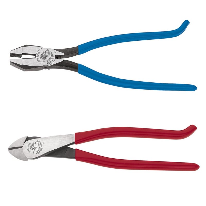 Klein Tools 94508 Pliers Set, Made in USA, Ironworker's Diagonal Cutting Pliers and Heavy Duty Side Cutters, Tie Wire Cutter for Rebar Work, 2-Piece Kit - Image 1