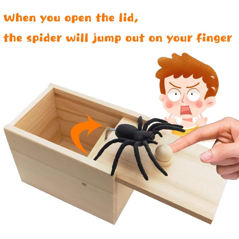 Rtudan Original Spider Scare Prank Box, Hilarious Wooden Scare Box,Handmade Fun Joke Scarebox Toy,Practical Gift Toy Spider Prankoy Prank for Kids Adults - Image 3