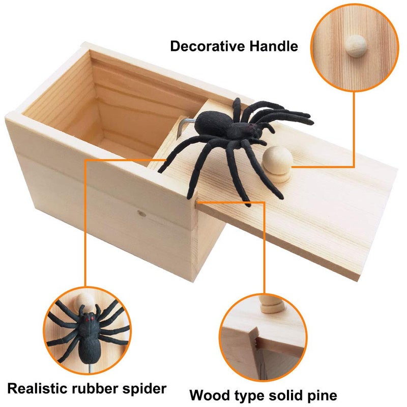 Rtudan Original Spider Scare Prank Box, Hilarious Wooden Scare Box,Handmade Fun Joke Scarebox Toy,Practical Gift Toy Spider Prankoy Prank for Kids Adults - Image 4