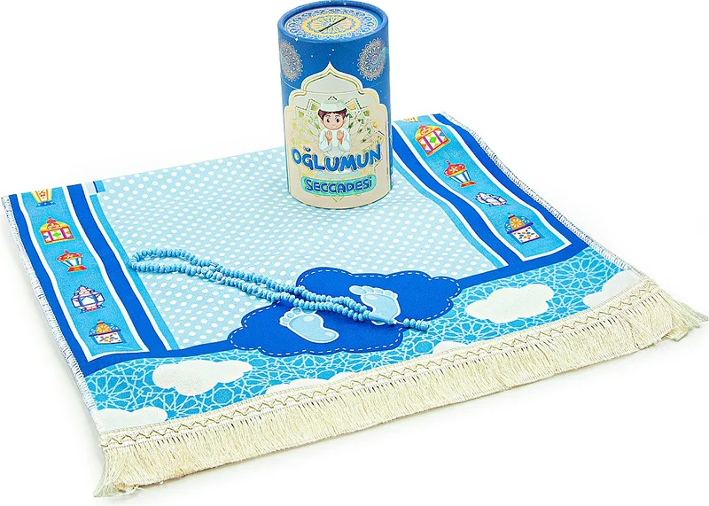 İhvan Online Ihvan Online My Son's Children's Prayer Rug with Piggy Bank - Prayer Beads