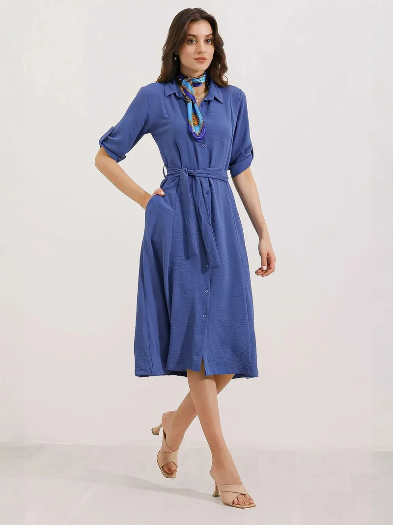 بيغ دارت BDART Textured Midi Dress with Bow