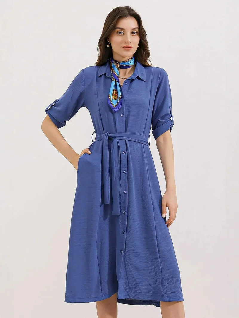 بيغ دارت BDART Textured Midi Dress with Bow