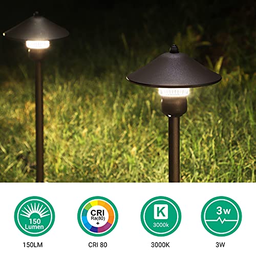 EDISHINE Low Voltage Pathway Lights, 3W 150 LM 3000K 16.5“ Tall LED Landscape Lights, 12V AC/DC 50,000Hrs Waterproof Aluminum Housing Outdoor Landscape Lighting for Path, Yard, Garden - Image 2