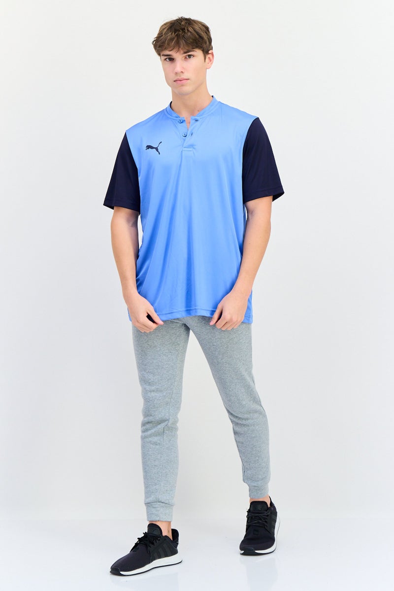 PUMA Men Sportswear Fit Band Collar Short Sleeve Training Polo Shirt, Blue - Image 4