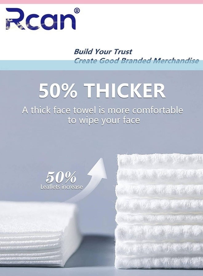 Rcan Disposable Face Towel 5 Pack Lint Free Facial Cleansing Towels 100 Count Cotton Dry Facial Tissue for Travel Extra Thick Soft Dry and Wet Use for Sensitive Skin Makeup Removing Baby Care - Image 3