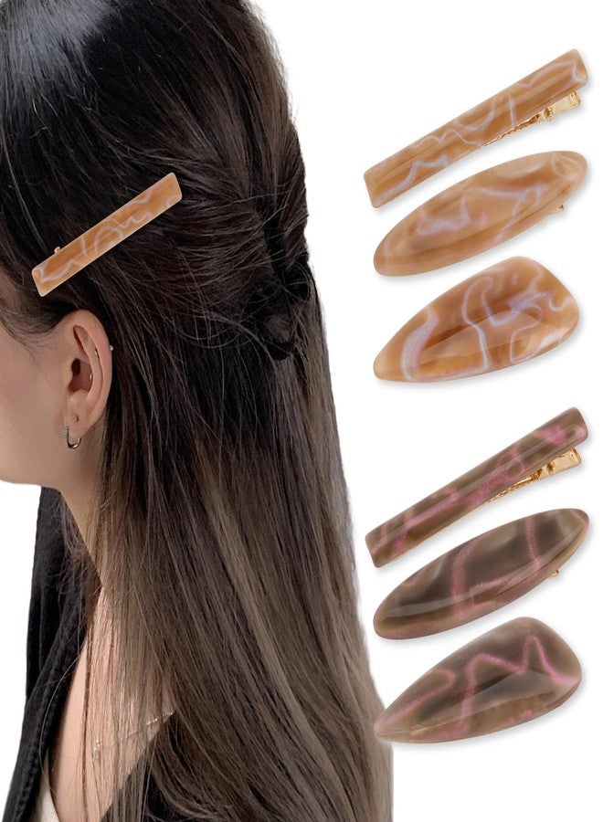 CURASA Alligator Hair Clips 6PCS Metal Acrylic Resin Barrettes Non Slip Alligator Hairpins Fashion Decorative Bangs Accessories Cute French Snap Hairclips For Women Girls Thick Thin Hair - Image 1