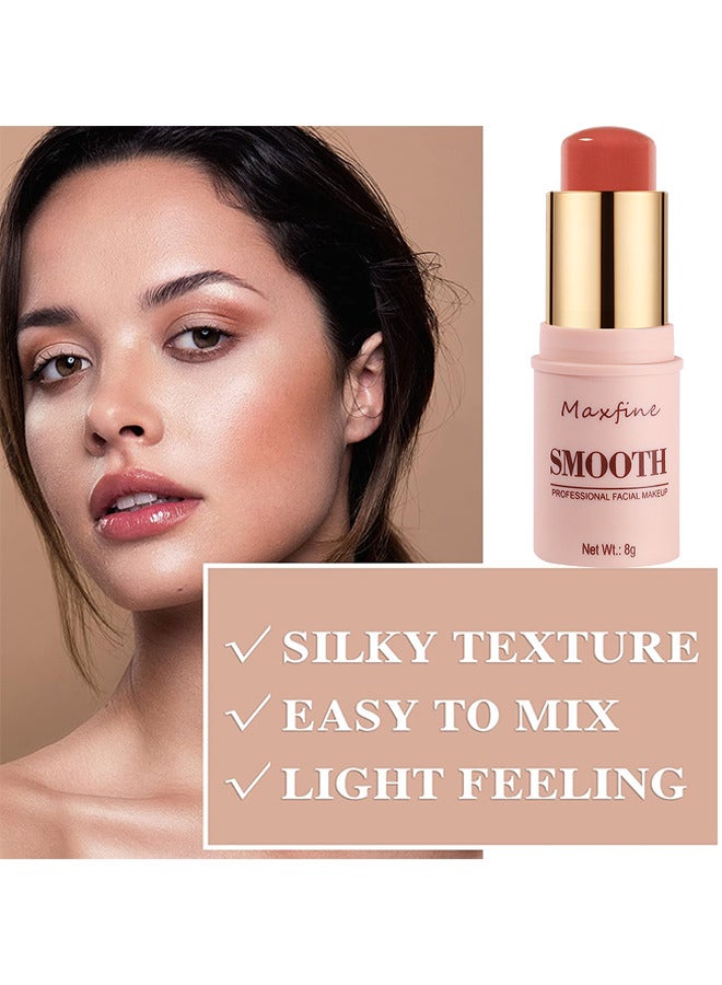 Maxfine Smooth Professional Facial Makeup Stick, Cheeks And Lips And Eyes, 3 In 1 Creamy blush, Moisturizing And Delicate Long Lasting Makeup Retention, Makeup Stick For Women (Coral Pink)  - Image 5