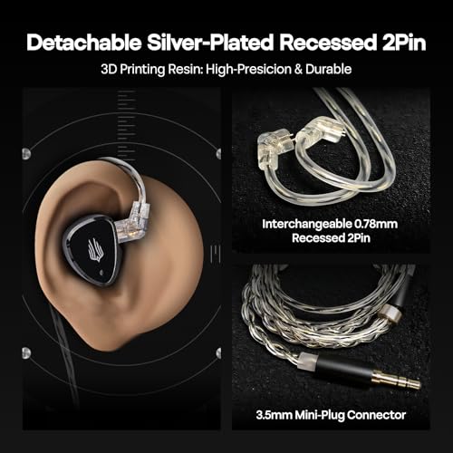 Linsoul SIMGOT EM6L 1DD + 4BA Hybrid Driver in-Ear Monitor, Gaming Earbud, HiFi IEM Earphone with 3D-Printed Resin Housing, Detachable OFC Silver-Plated Cable for Musician Audiophile - Image 5