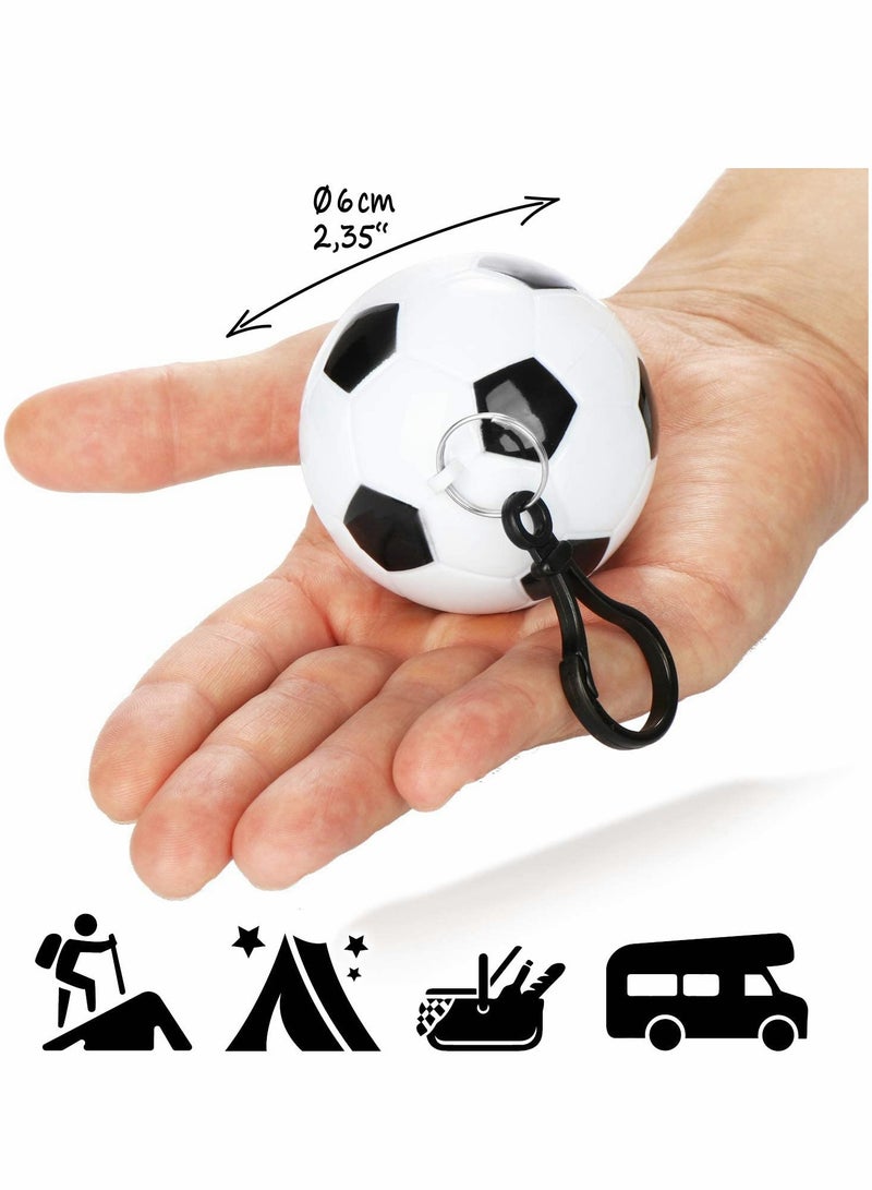 KASTWAVE Disposable Poncho, 3 x Soccer Ball Rain Poncho - Disposable Emergency Poncho for Concerts, Stadiums, Hiking, Camping in a Practical Transport Ball with Snap Hooks to Attach - Image 5