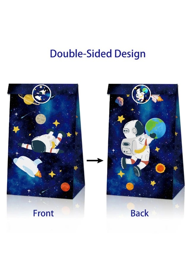 ذا بارتي بوبير مجموعة من 12 كيس هدايا لحفلات الفضاء - أكياس هدايا مجرة ​​الفضاء الخارجي مع ملصقات - Image 4