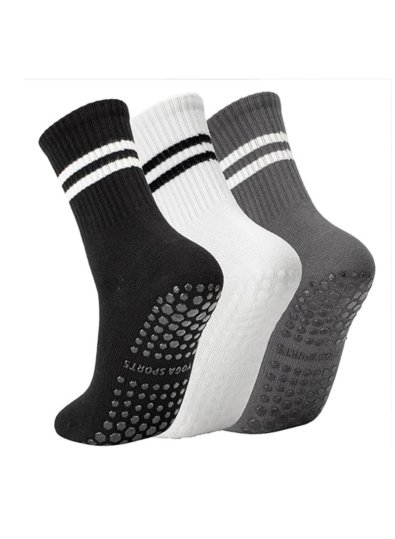 Arabest 3 Pairs Yoga Pilates Socks with Grips for Women, Non Slip Grips Cotton Socks for Barre, Ballet, Dance, Workouts - Image 2