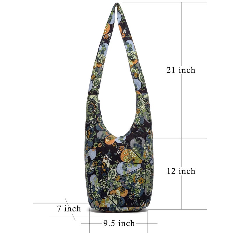 Coton Pose Women Shoulder Handbags Fashion canvas Hippie Crossbody Bags Bohemian Animal Prints Hobo Bags (Blue windmill) - Image 3