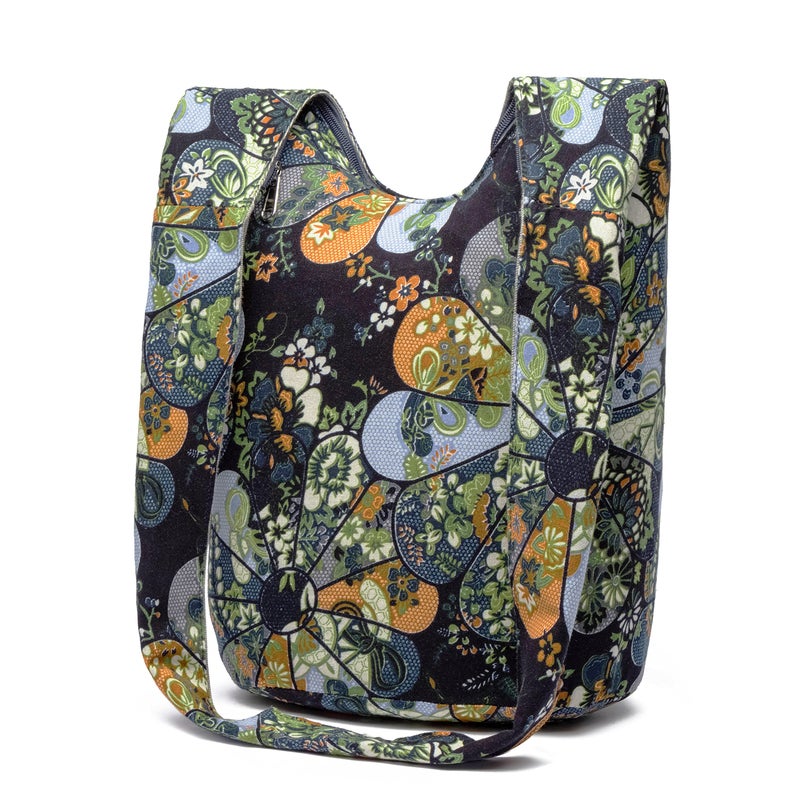 Coton Pose Women Shoulder Handbags Fashion canvas Hippie Crossbody Bags Bohemian Animal Prints Hobo Bags (Blue windmill) - Image 2