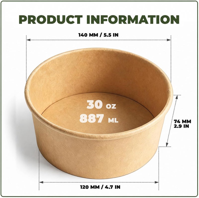 TOPtoper 30 Oz Large Paper Bowls, 80 Count Disposable Soup Bowls Plastic Free Party Supplies for Hot/Cold Food, Soup (30 OZ) - Image 4
