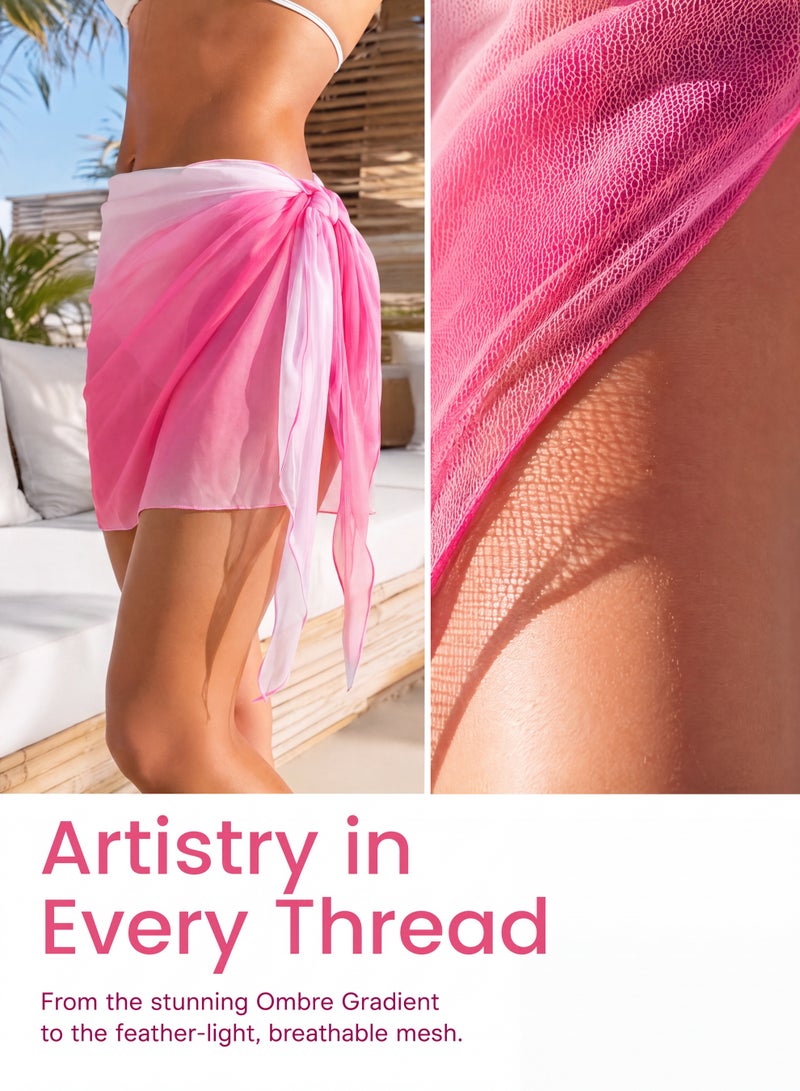 Women's Sarong Short Boho Beach Coverups Beach Wrap Sheer Bikini Wraps Chiffon Skirts for Swimwear - Image 2