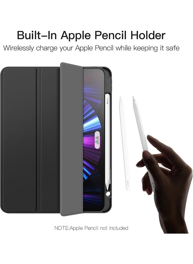 جراب مغناطيسي لجهاز iPad Pro 11 Case 2022/ 2021 / air4/air5 10.9 "/ ipad air6/air7 11" مع حامل قلم رصاص، غطاء حماية ممتاز مع ظهر ناعم من مادة TPU وميزة السكون/التنشيط التلقائي لجهاز iPad Pro 11 متوافق مع (A2228 / A2231 / A2068 / A2230) ، أسود - Image 3