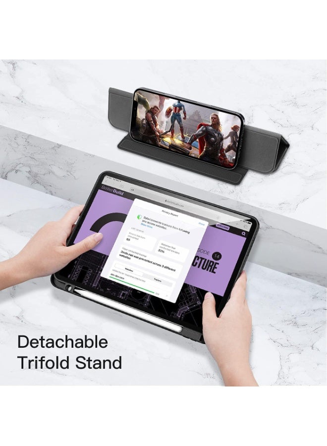 جراب مغناطيسي لجهاز iPad Pro 11 Case 2022/ 2021 / air4/air5 10.9 "/ ipad air6/air7 11" مع حامل قلم رصاص، غطاء حماية ممتاز مع ظهر ناعم من مادة TPU وميزة السكون/التنشيط التلقائي لجهاز iPad Pro 11 متوافق مع (A2228 / A2231 / A2068 / A2230) ، أسود - Image 4