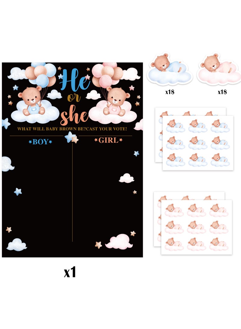 Baby Gender Reveal Board with Stickers Baby Shower Party Voting Poster Games Kit - Image 1