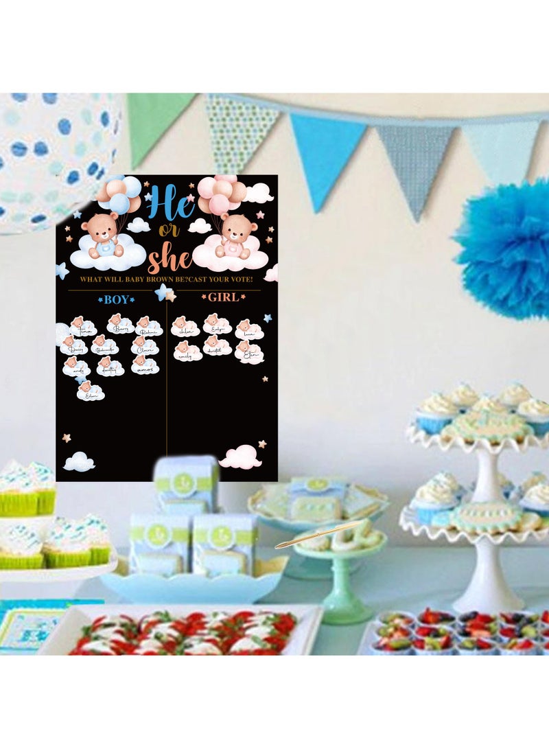 Baby Gender Reveal Board with Stickers Baby Shower Party Voting Poster Games Kit - Image 2