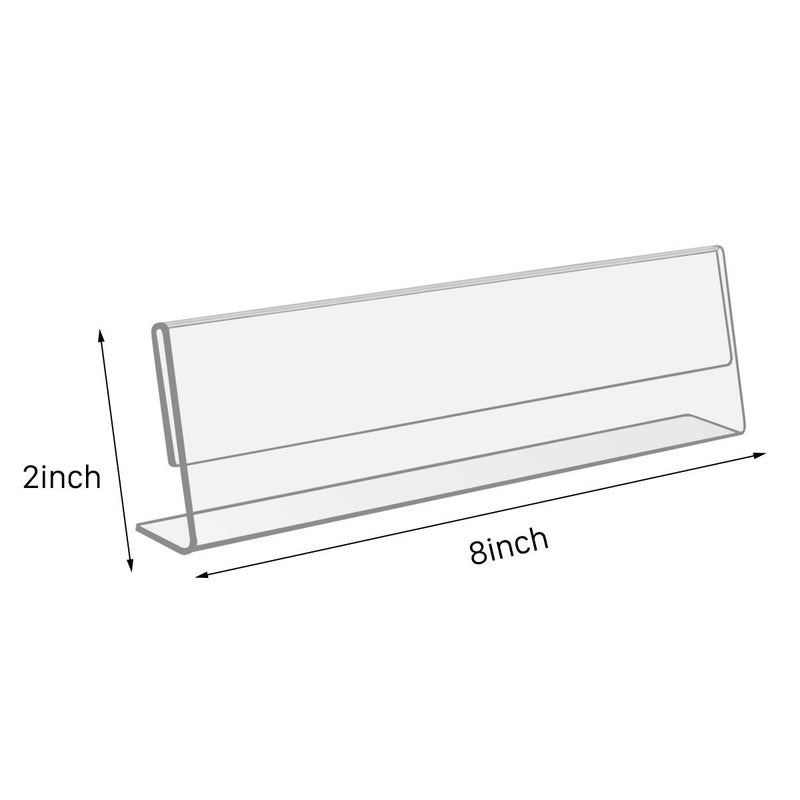 NIUBEE 12 Pack Acrylic 2x8 Name Plates for Desks,Horizontal Slant Back 2x8 Sign Holder for Table Display,Plastic Name License Plate Holder for Office Classroom Teacher Kids Woman Man,Blank - Image 2