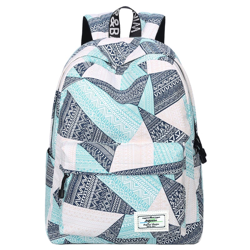 mygreen Backpack for Teens Fashion Geometric Pattern kids Backpack College Bags Shoulder Bag Daypack Bookbags Travel Bag BlueGreenOrange - Image 2